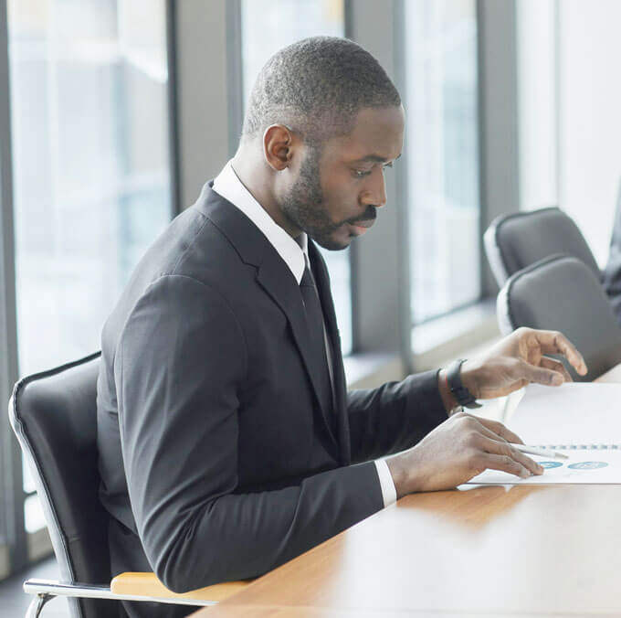 An executive in a meeting